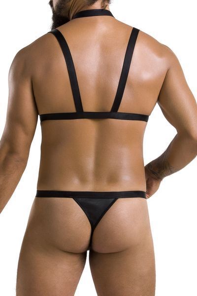 Комплект чоловічої білизни зі стреп Passion 039 SET ANDREW L/XL Black, стринги, шлейки SO7588 фото