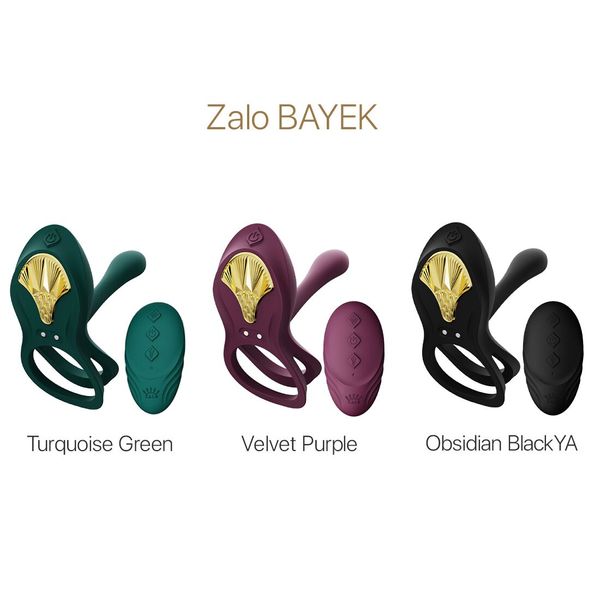 Смарт-ерекційне кільце Zalo - BAYEK Velvet Purple, подвійне з ввідною частиною, пульт ДК SO6645 фото