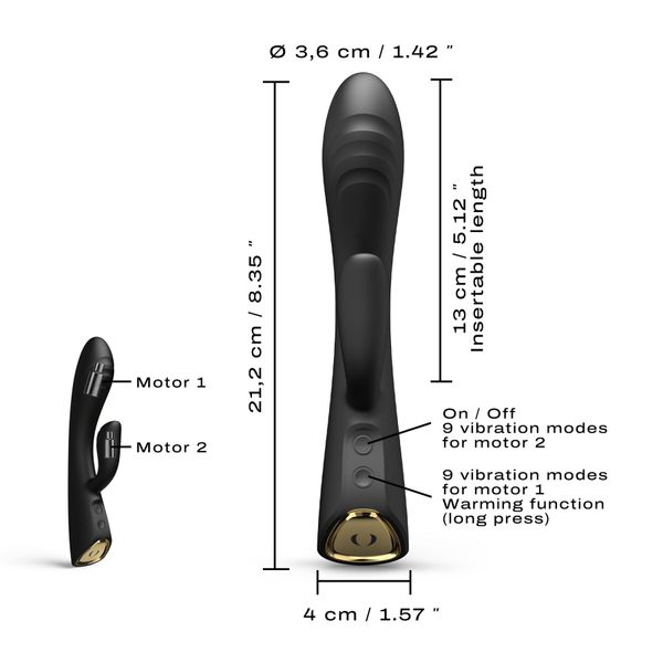 Вібратор-кролик з підігрівом Dorcel FLEXI RABBIT BLACK, гнучкий стовбур SO6816 фото