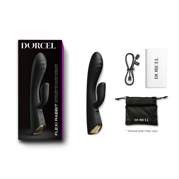 Вібратор-кролик з підігрівом Dorcel FLEXI RABBIT BLACK, гнучкий стовбур SO6816 фото