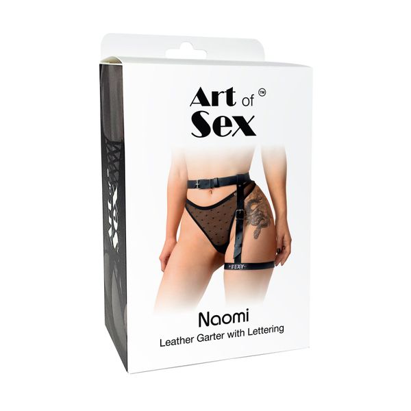 Гартер на ногу Art of Sex - Naomi з написом SEXY, натуральна шкіра, розмір XS-2XL, колір червоний SO7443 фото