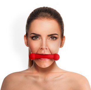 Кляп-палиця на ременях Art of Sex &ndash; Gag Stick Silicon, червоний, натуральна шкіра SO6704 фото