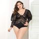 Мереживне боді JSY &laquo;Спокуслива Мері&raquo; Plus Size, Black, рукави-ліхтарики, дрібна сітка SO8363 фото 1